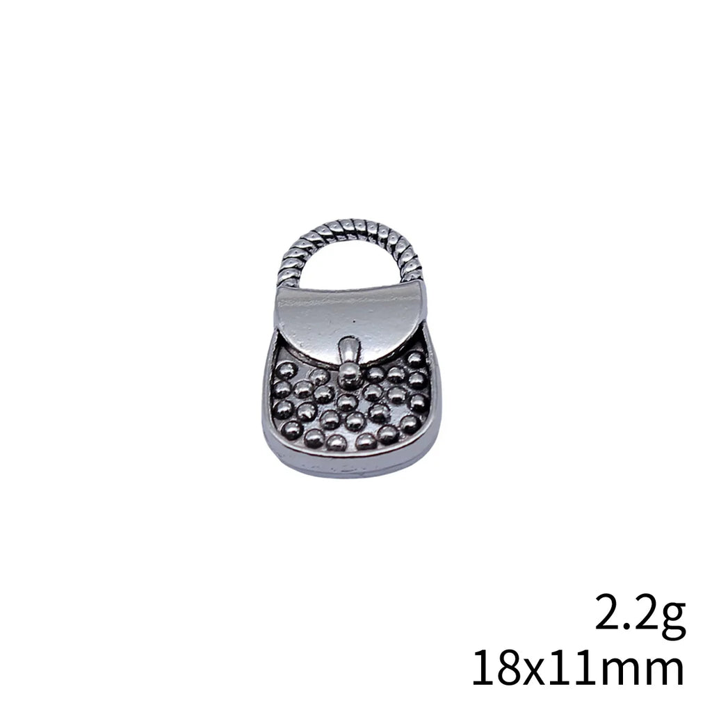 18x11mm 2.2g Antique Silver Zinc Alloy Double Sided Handbag Charm Pendant for DIY Jewelry Making