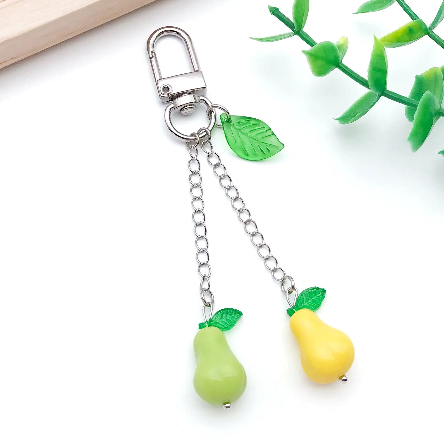 Yellow Green Acrylic Pear Loose Beads for Phone Chain, Bracelet and Keychain Making