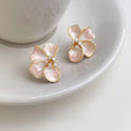 Fairy Style Gradient Enamel Flower Stud Earrings With Zircon, Copper