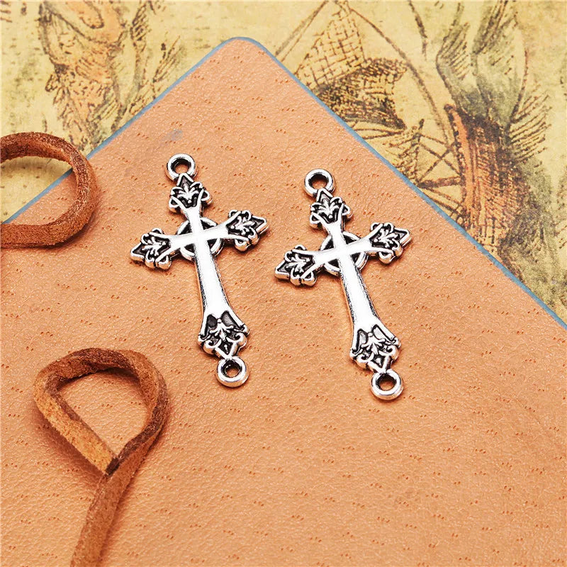 16x30MM Antique Silver Zinc Alloy Cross Charm Pendant for DIY Necklace Bracelet Jewelry Making