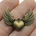 36x27mm 4.2g Multicolor Zinc Alloy Winged Heart Wing Charm Pendant for DIY Necklace Bracelet Jewelry Making