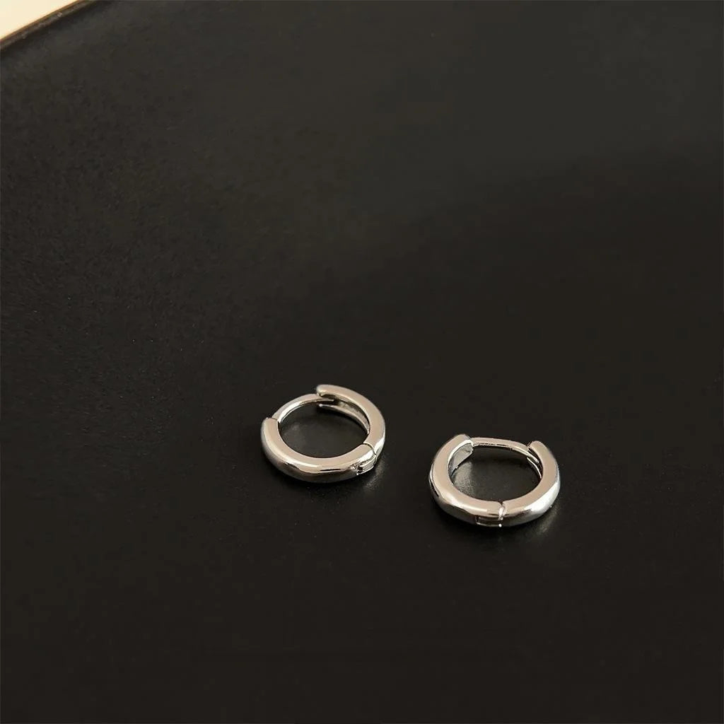 Minimalist Copper Round Zircon Stud Earrings Geometric Ring Design Daily Wear Jewelry