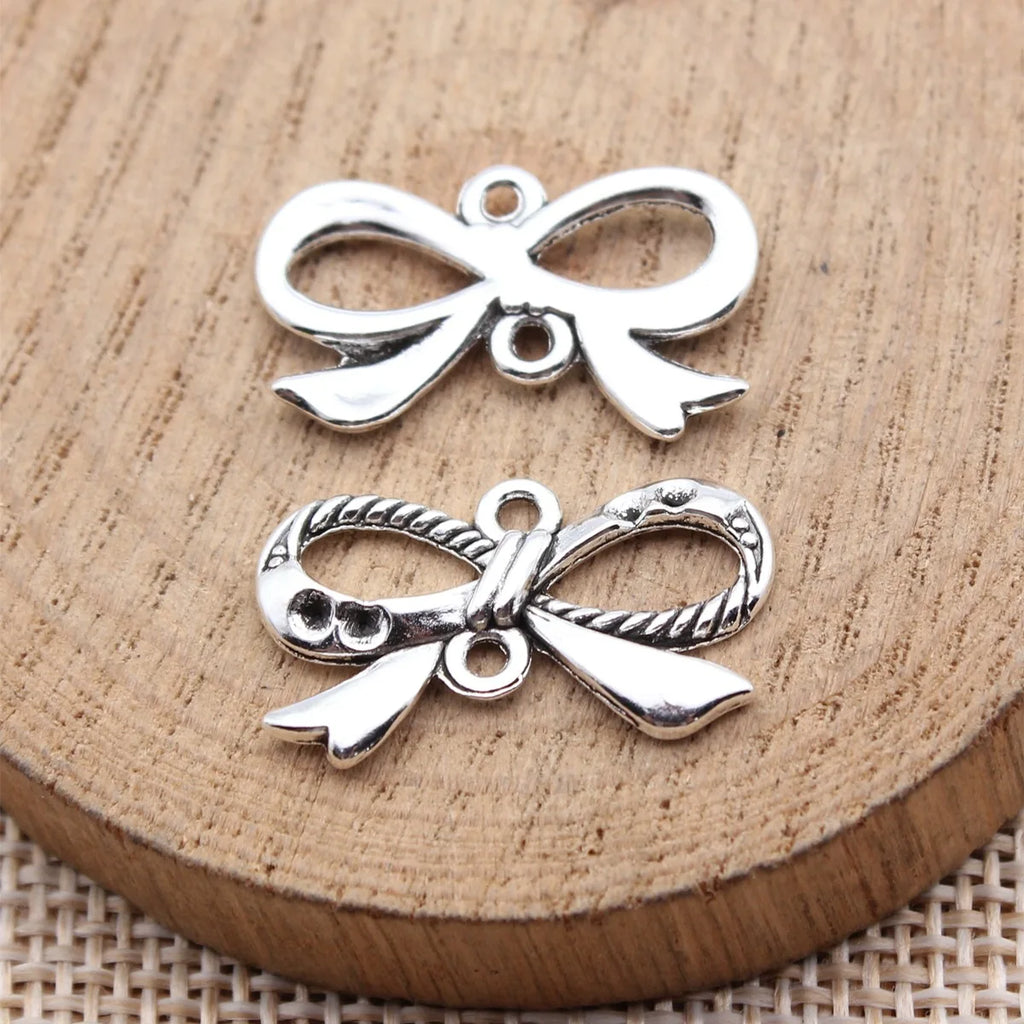 23x13mm 1.35g Antique Silver Zinc Alloy Bowknot Butterfly Connector Charm for DIY Jewelry Making
