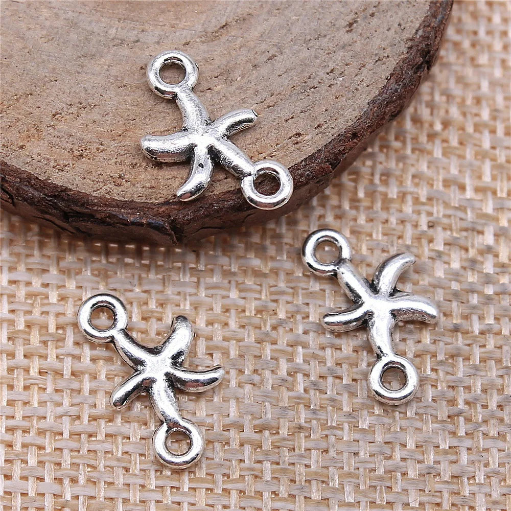 10x16mm 0.5g Multicolor Zinc Alloy Starfish Connector Charm for DIY Necklace Bracelet Jewelry Making