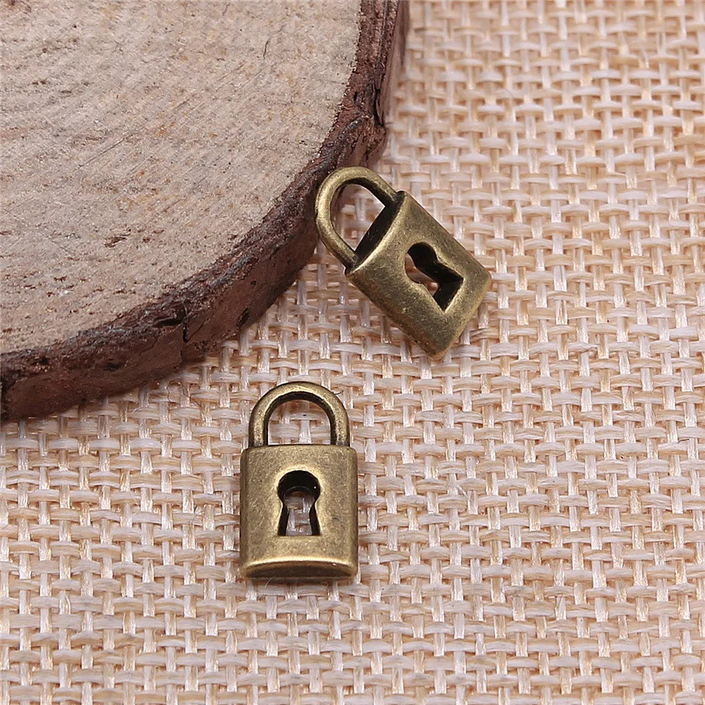 14x8mm 1.1g Multicolor Zinc Alloy Small Lock Charm Pendant for DIY Bracelet Necklace Jewelry Making