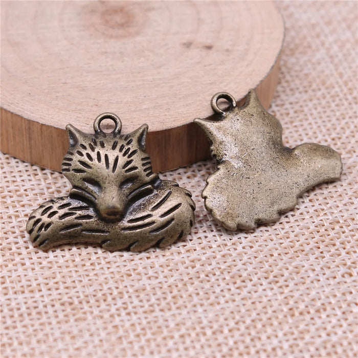 24x28mm 7.8g Multi Color Zinc Alloy Fox Charm Pendant for DIY Necklace Bracelet Making