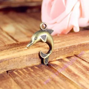 32x22MM Antique Silver Zinc Alloy Dolphin Charm Pendant for DIY Necklace Bracelet Jewelry Making
