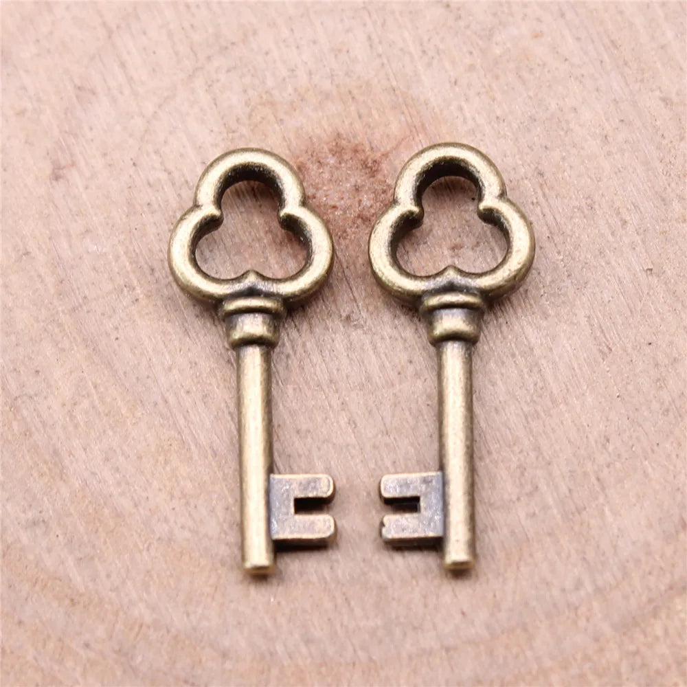 9x22mm 0.8g Multicolor Zinc Alloy Key Charm Pendant for DIY Bracelet Necklace Earring Making