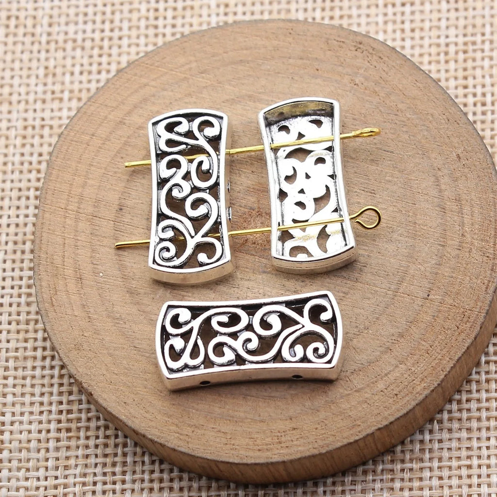 25x12mm 2.5g Zinc Alloy Ethnic Pattern Two Hole Bead Connector Charm for DIY Bracelet Making