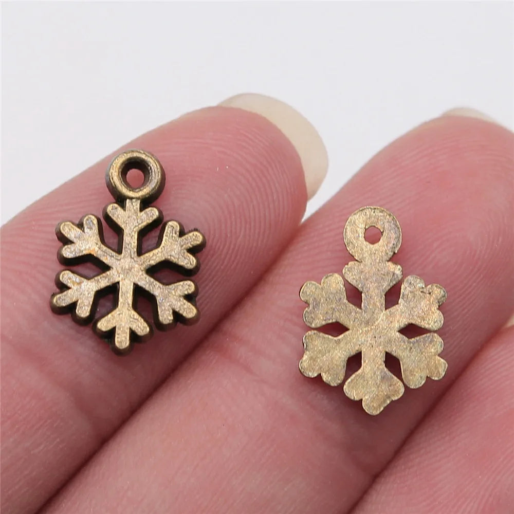 11x15mm 0.5g Multicolor Zinc Alloy Snowflake Charm Pendant for DIY Christmas Jewelry Making
