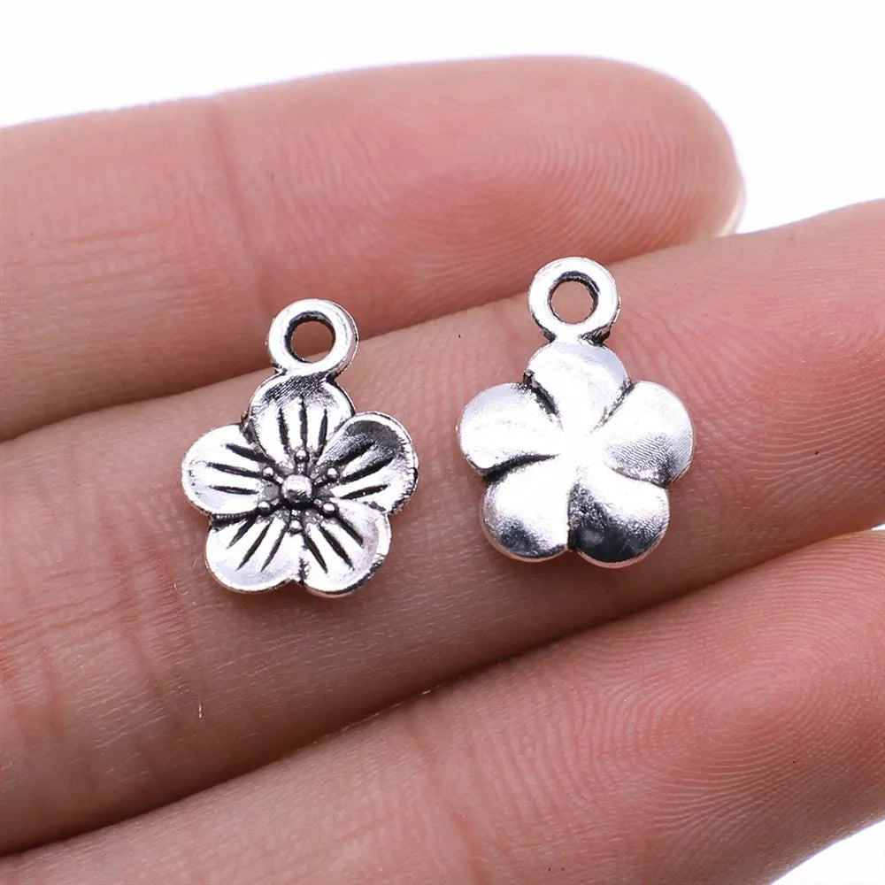 11x15mm 0.5g Multicolor Zinc Alloy Flower charm pendant for DIY necklace bracelet making