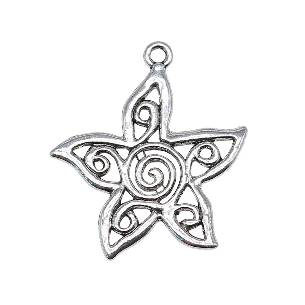 33x30mm 2.6g Zinc Alloy Hollow Carved Flower Charm Pendant for Necklace Earring DIY Making