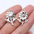 27x19mm 1.8g Antique Silver Zinc Alloy Flower Charm Pendant for DIY Necklace Bracelet Making