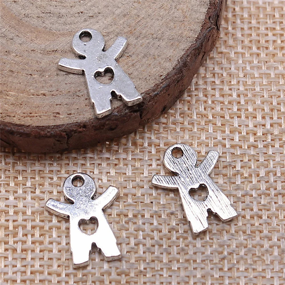 16x12mm 0.8g Antique Silver Zinc Alloy Little Boy Charm Pendant for DIY Necklace Bracelet Making