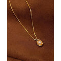 French Vintage 14K Gold Plated Copper Freshwater Pearl Bean Pendant Clavicle Necklace For Women