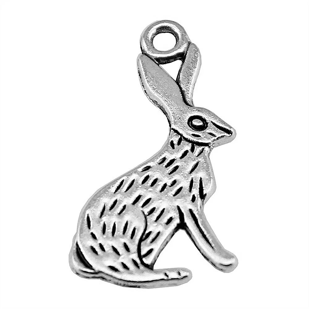 26x14mm 0.88g Multicolor Zinc Alloy Rabbit Charm Pendant for DIY Cute Animal Jewelry Making