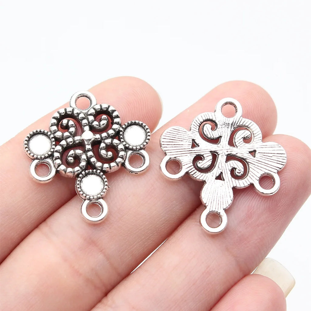 25x23mm 2.8g Multicolor Zinc Alloy Earring Connector Charm for DIY Earring Making