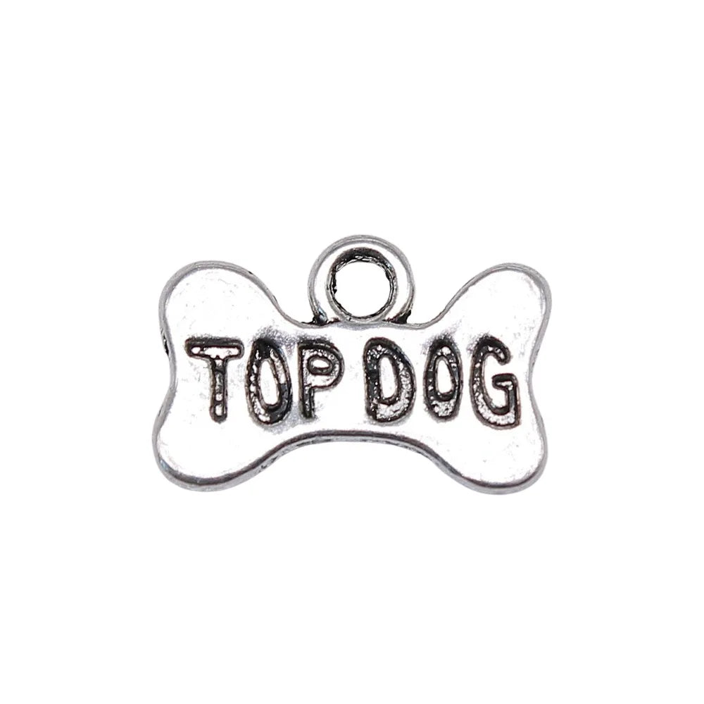 15x10mm 0.9g Zinc alloy TOP DOG Bone Dog Biscuit charm pendant for pet jewelry DIY making