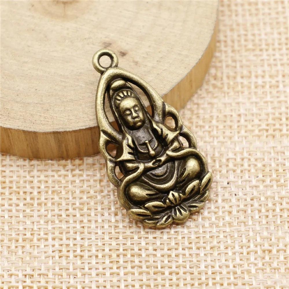 36x18mm 5.2g Multicolor Zinc Alloy Buddha Charm Pendant for DIY Jewelry Making
