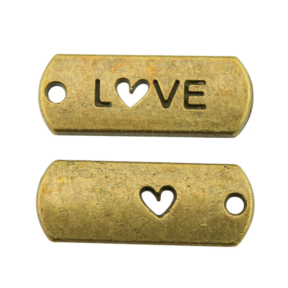 21x8mm 1.8g Zinc Alloy LOVE Word Tag Letter Charm Pendant for DIY Necklace and Bracelet Making