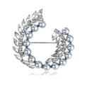 Elegant Pearl Wheat Wreath Brooch With Rhinestone Alloy Leaves, Luxury Lapel Pin Corsage Gift