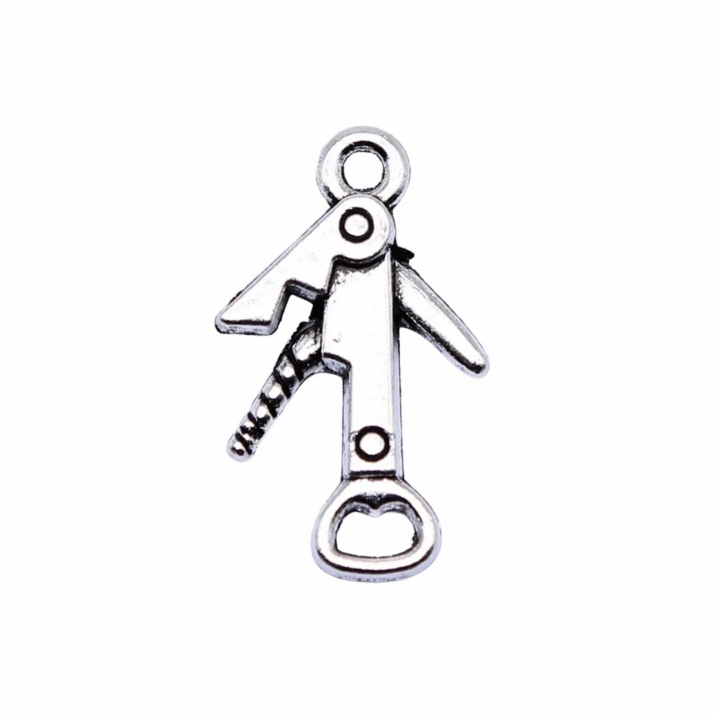 21x13mm 0.9g Antique Silver Zinc Alloy Bottle Opener Charm Pendant for DIY Necklace Bracelet Making