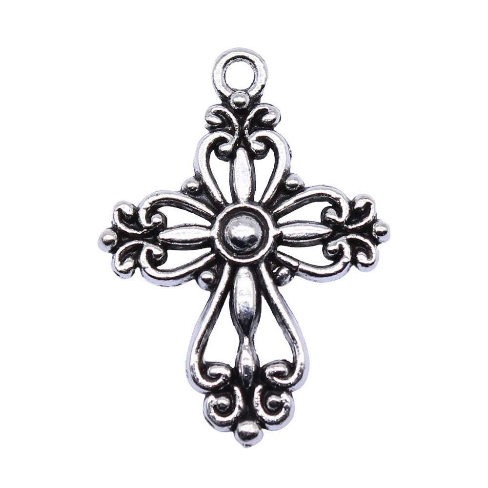 28x20mm 2.2g Multicolor Zinc Alloy Cross Charm Pendant for DIY Necklace Bracelet Jewelry Making