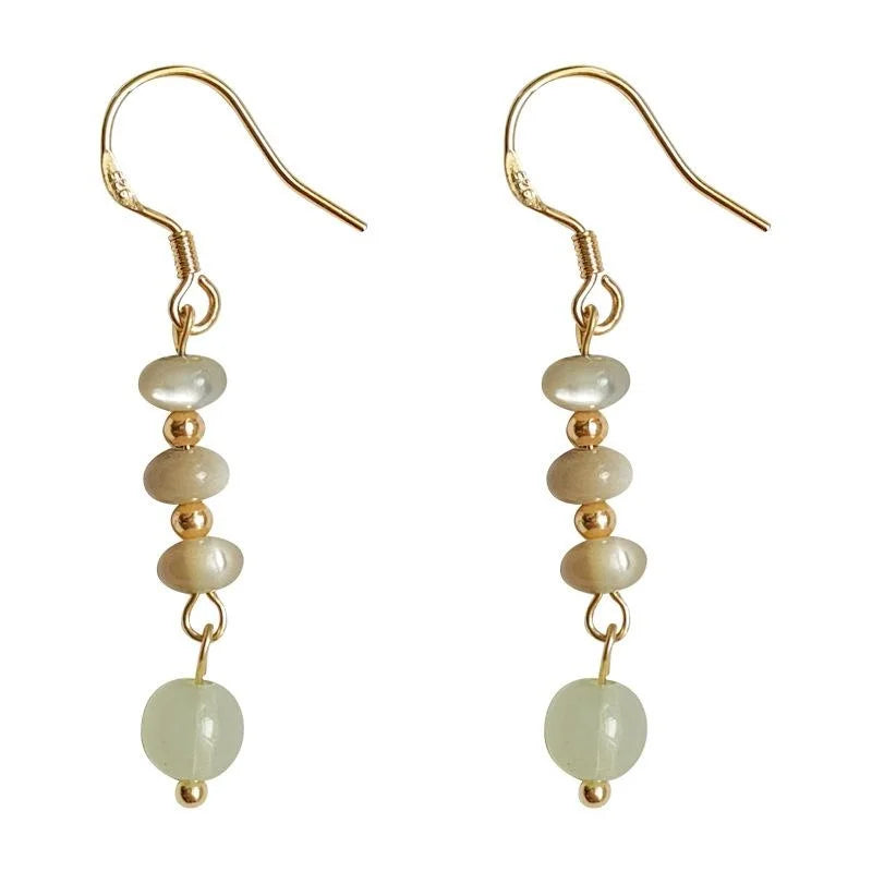 Fresh Forest Style Shell Tassel Drop Earrings Handmade Geometric Silver Plated Vintage Jewelry