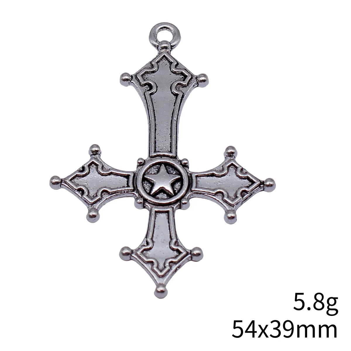 54x39mm 5.8g Antique Silver Tone Zinc Alloy Inverted Cross Charm Pendant for Gothic DIY Jewelry