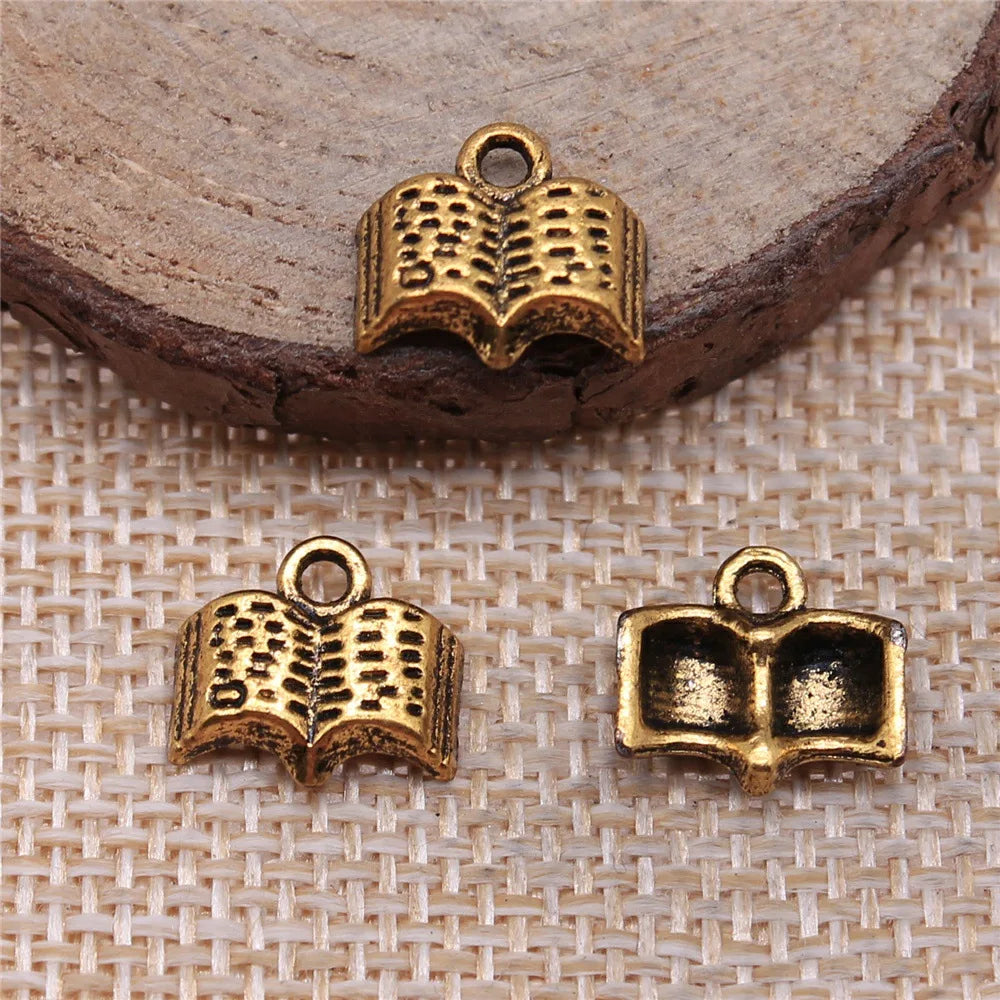 11mm 0.9g Multicolor Zinc Alloy Book Charm Pendant for DIY Necklace Bracelet Jewelry Making