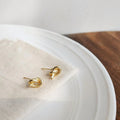 14K Gold Plated Copper Knot Stud Earrings For Women Minimalist Mini Geometric Korean Style