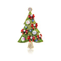 Elegant Christmas Tree Brooch With Green Enamel And Rhinestones, Alloy Lapel Pin Corsage Gift