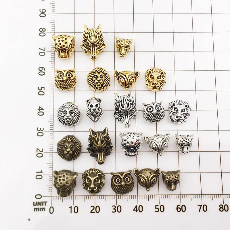 Vintage Zinc Alloy Lion Head Large Hole Spacer Beads for DIY Bracelet Jewelry