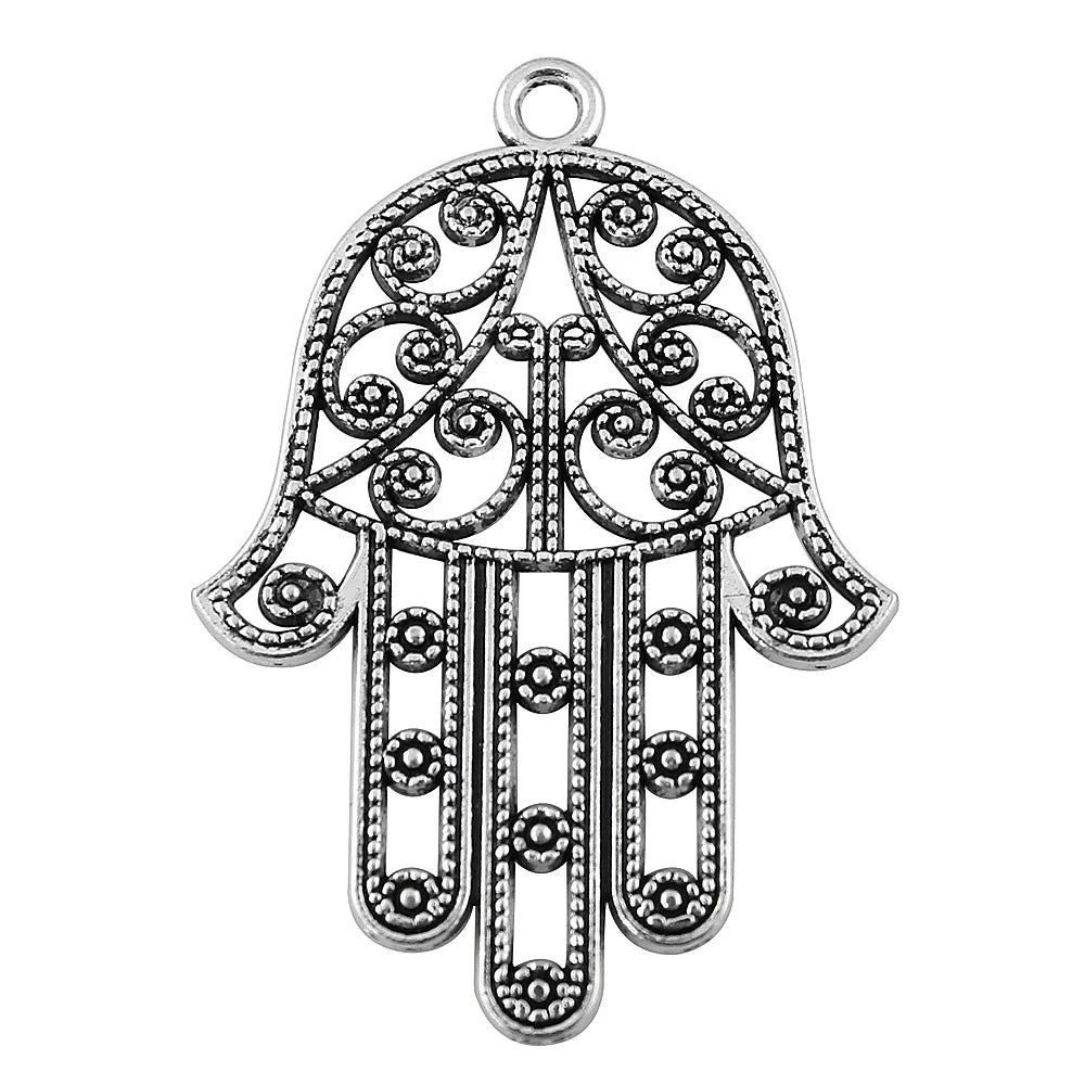 52x36mm 7.3g Antique Silver Zinc Alloy Large Hand Charm Pendant for DIY Necklace Bracelet Jewelry