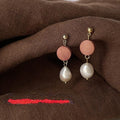 Baroque Freshwater Pearl Stud Earrings Handmade Vintage Geometric Round Ear Jewelry