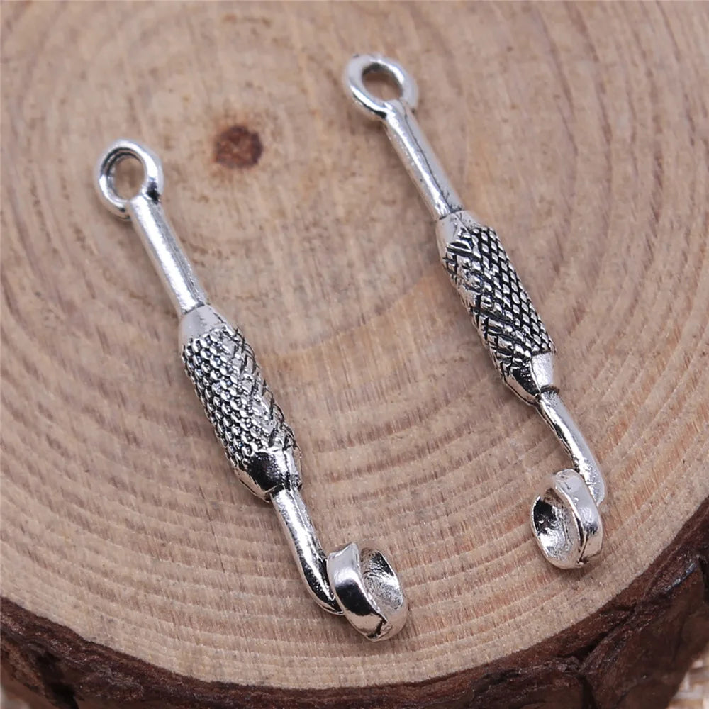 28x5mm 1.1g Antique Silver Zinc Alloy Smoking Pipe Charm Pendant for DIY Vintage Jewelry Making