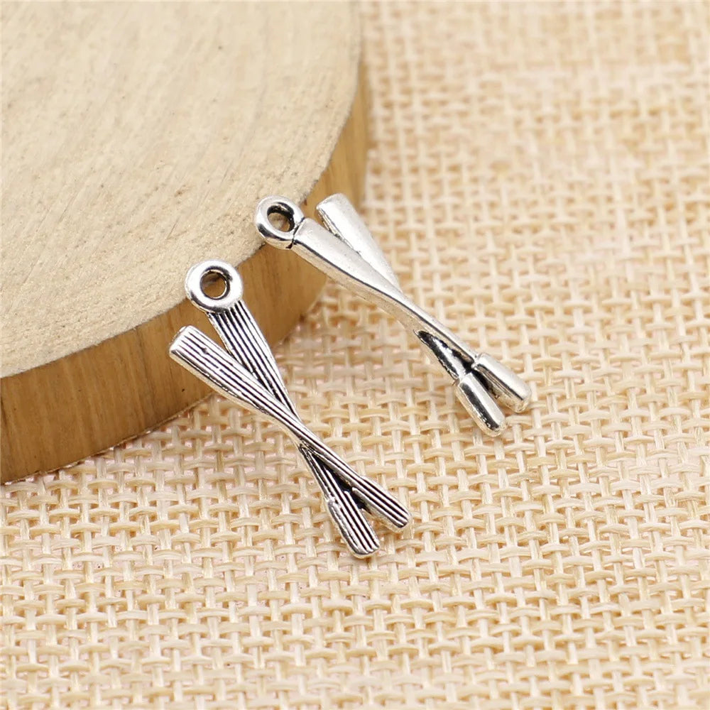 22x8mm 0.6g Antique Silver Zinc Alloy Boat Oar Charm Pendant for DIY Nautical Jewelry Making