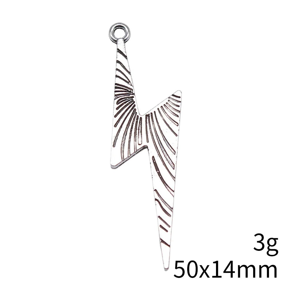50x14mm 3g Multicolor Zinc Alloy Lightning Charm Pendant for DIY Jewelry and Clothing Accessories