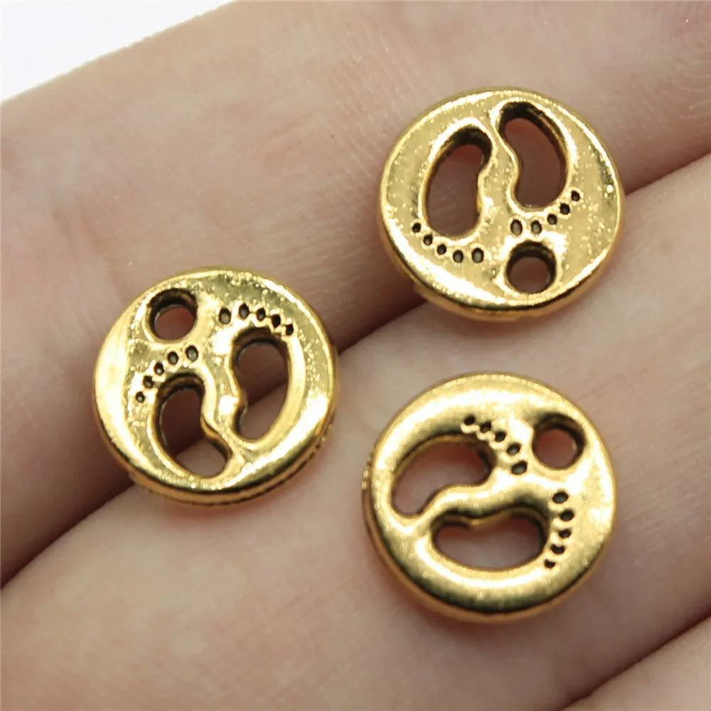 11x11mm 0.8g Multicolor Zinc Alloy Footprint Charm Pendant for DIY Baby Theme Jewelry Making