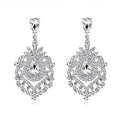 Luxury Vintage Emerald Glass Rhinestone Hollow Geometric Alloy Chandelier Earrings For Wedding Party Gift