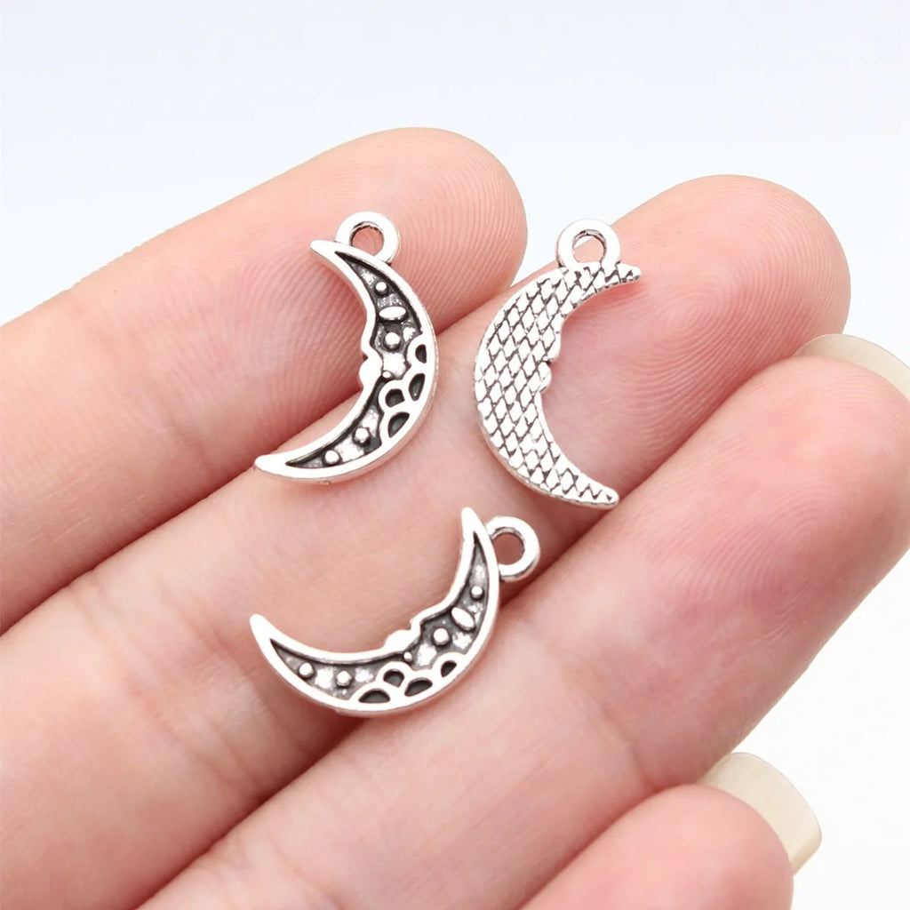 17x9.3mm 0.51g Multicolor Zinc Alloy Moon Charm Pendant for DIY Necklace Bracelet Jewelry Making