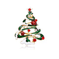 Elegant Enamel Christmas Tree Brooch With Rhinestones, Festive Snow Lapel Pin Corsage Gift
