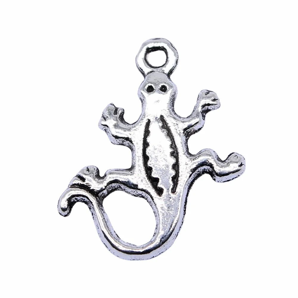 12x18mm 0.9g Antique Silver Zinc Alloy Lizard Charm Pendant for DIY Necklace Bracelet Jewelry Making