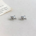 Cute Mini Cat Copper Stud Earrings For Women, Minimalist Animal Daily Commuter Jewelry