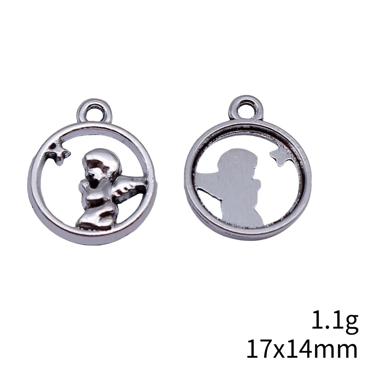17x14mm 1.1g Antique Silver Zinc Alloy Praying Angel Charm Pendant for DIY Necklace Jewelry Making