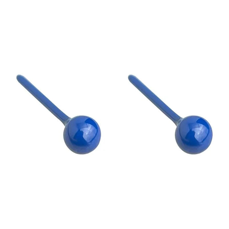 Bio Ceramic Round Bean Stud Earrings For Women, Minimalist Small Hypoallergenic Ear Jewelry