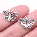 18x14mm 0.9g Antique Silver Zinc Alloy Hollow Butterfly Charm Pendant for DIY Jewelry Making