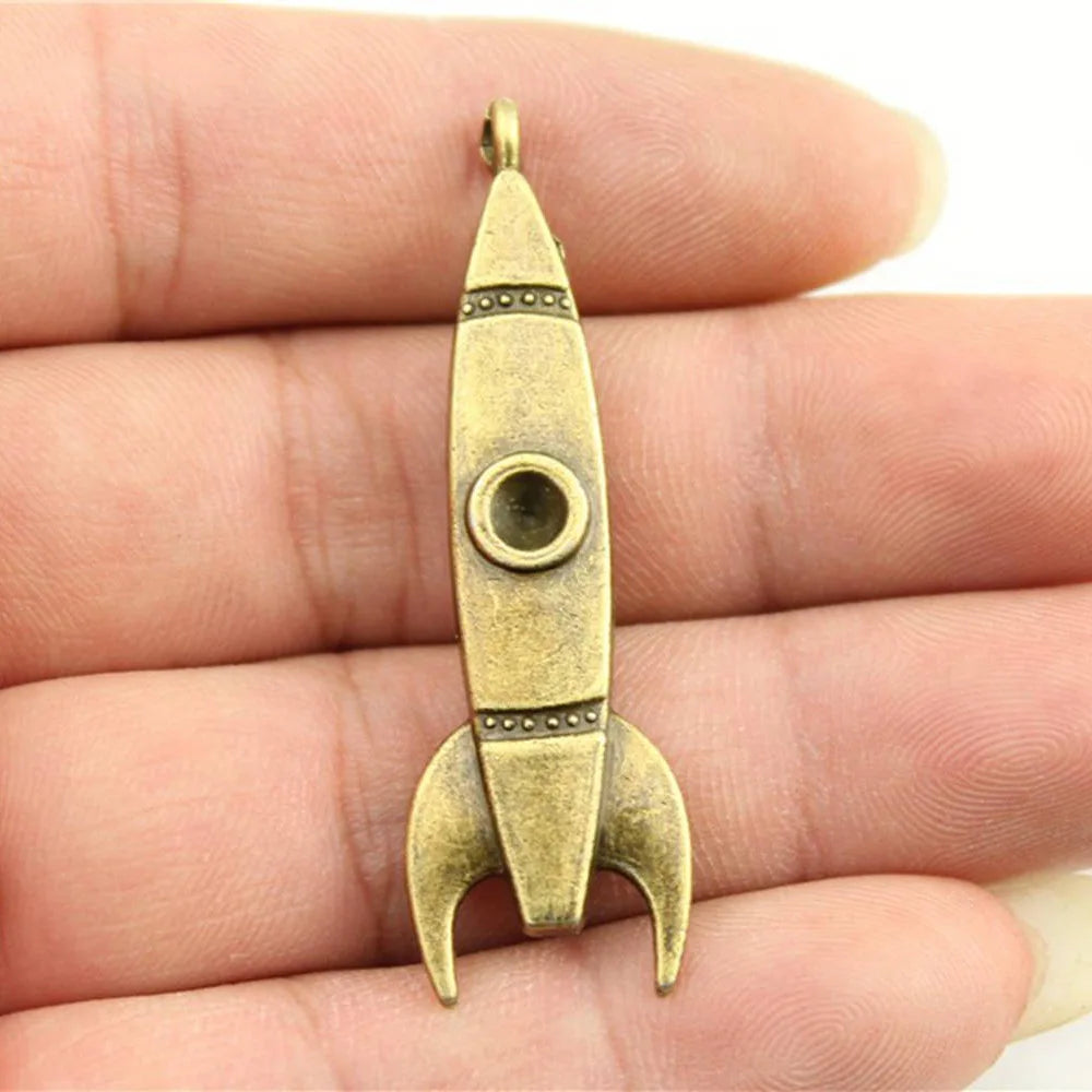 50x15mm 3.7g Multicolor Zinc Alloy Rocket Charm Pendant for Space Theme DIY Jewelry Making