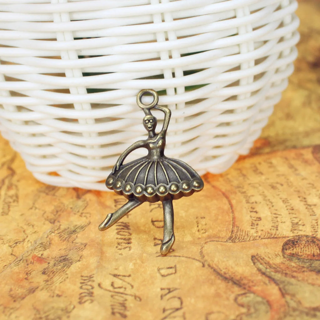 37x21MM Antique Silver Zinc Alloy Ballerina Charm Pendant for DIY Necklace Bracelet Jewelry Making