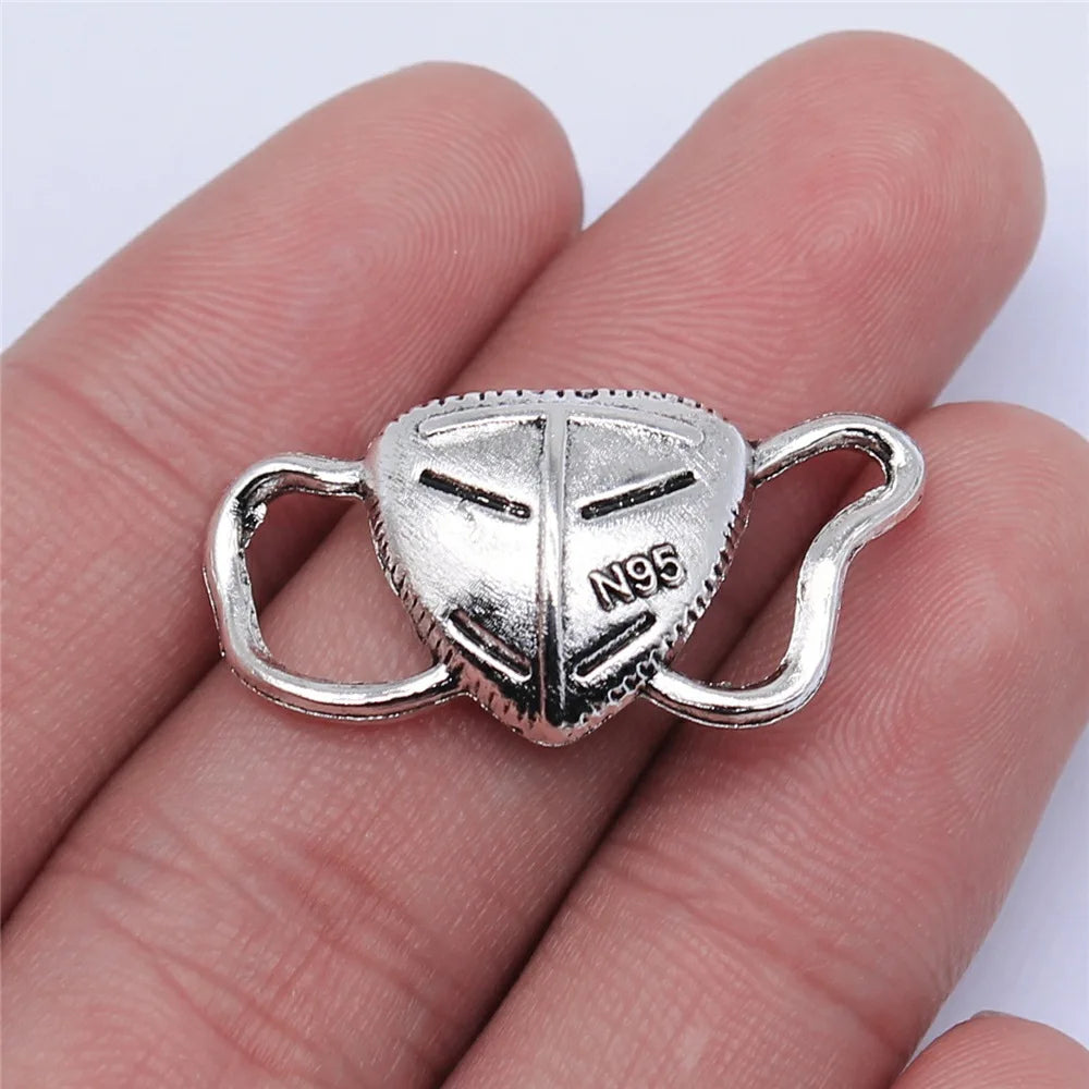 31x15mm 2.4g Antique Silver Zinc Alloy Mask Connector Charm for DIY Bracelet Necklace Jewelry Making